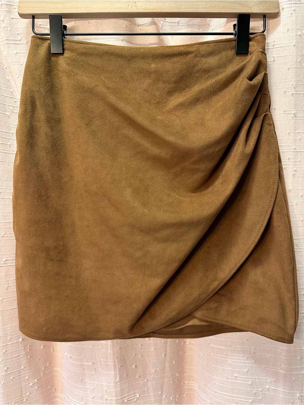 Abercrombie & Fitch Tan Suede-Look Wrap Mini Skirt